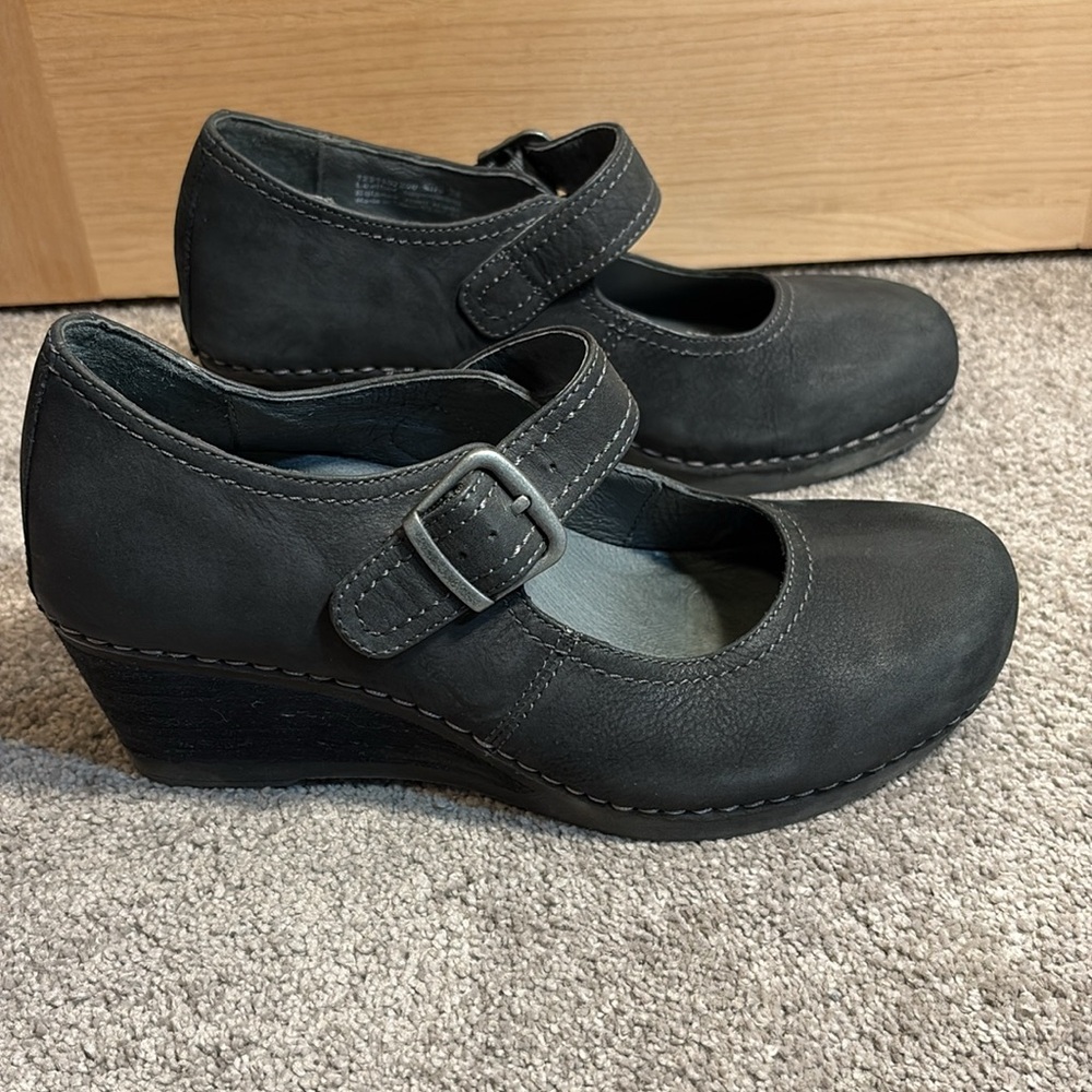 Dansko Black Wedge Mary Jane Shoes